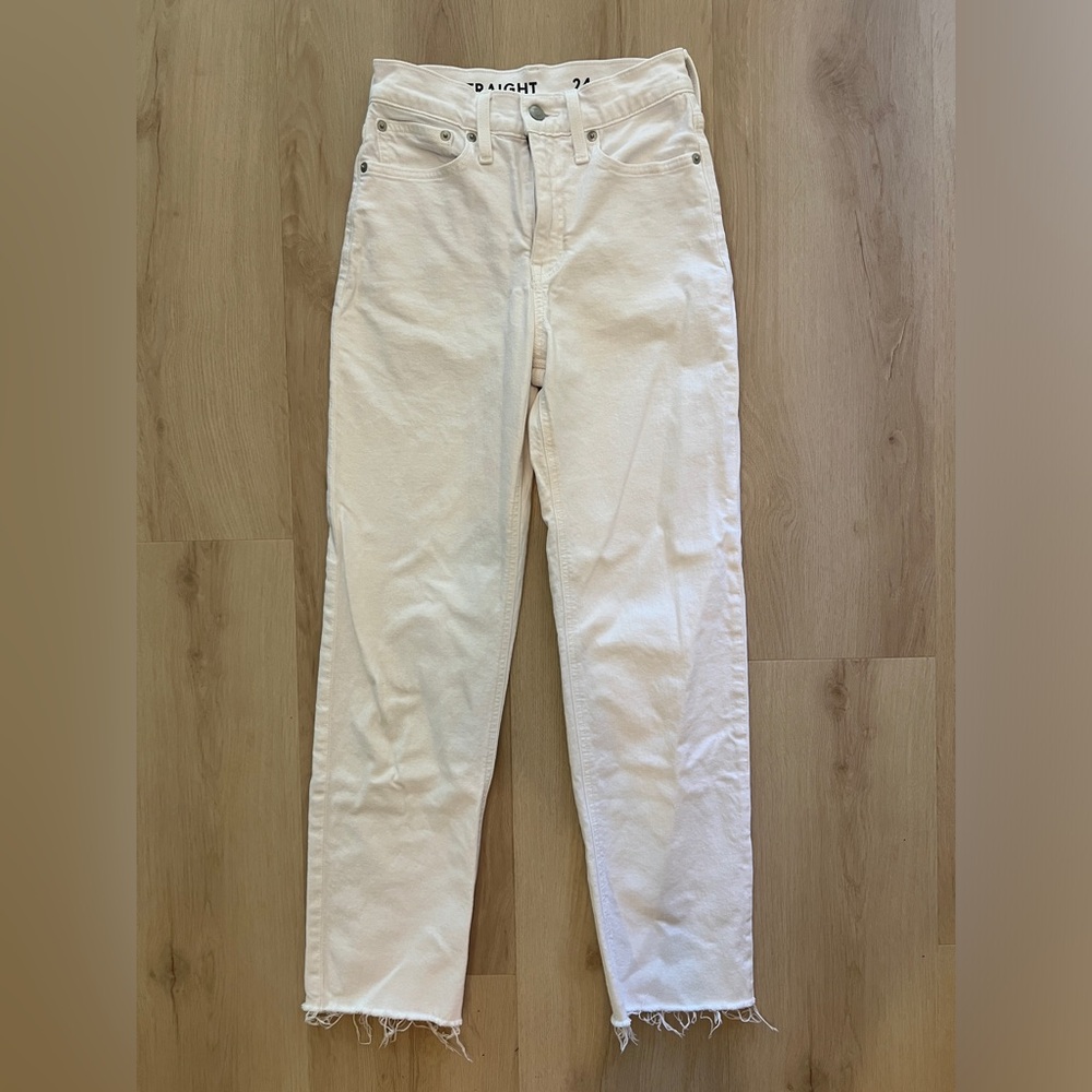 J. Crew classic straight white denim jeans